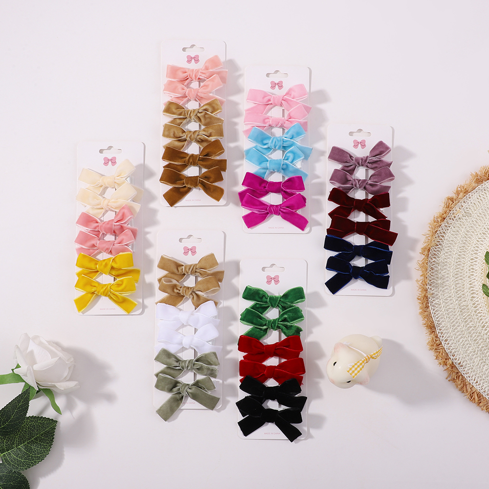 Ribbon Bow Gift - 6Pcs Solid Ribbon Bows Hair Clips