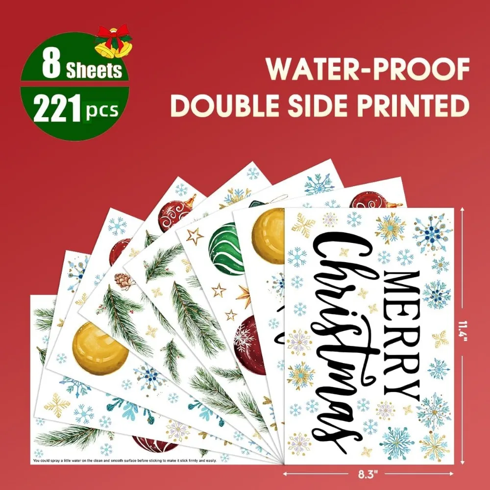 221 PCS Christmas Window Cling – Snowflake Window Decal recenzja i cena
