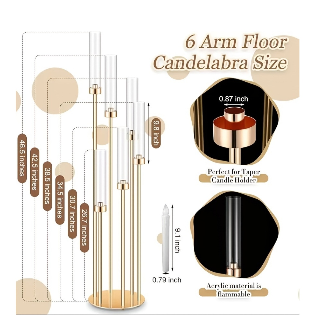 2 Sets Floor Candelabra 6 Arms – Holiday Candle Set recenzja i cena