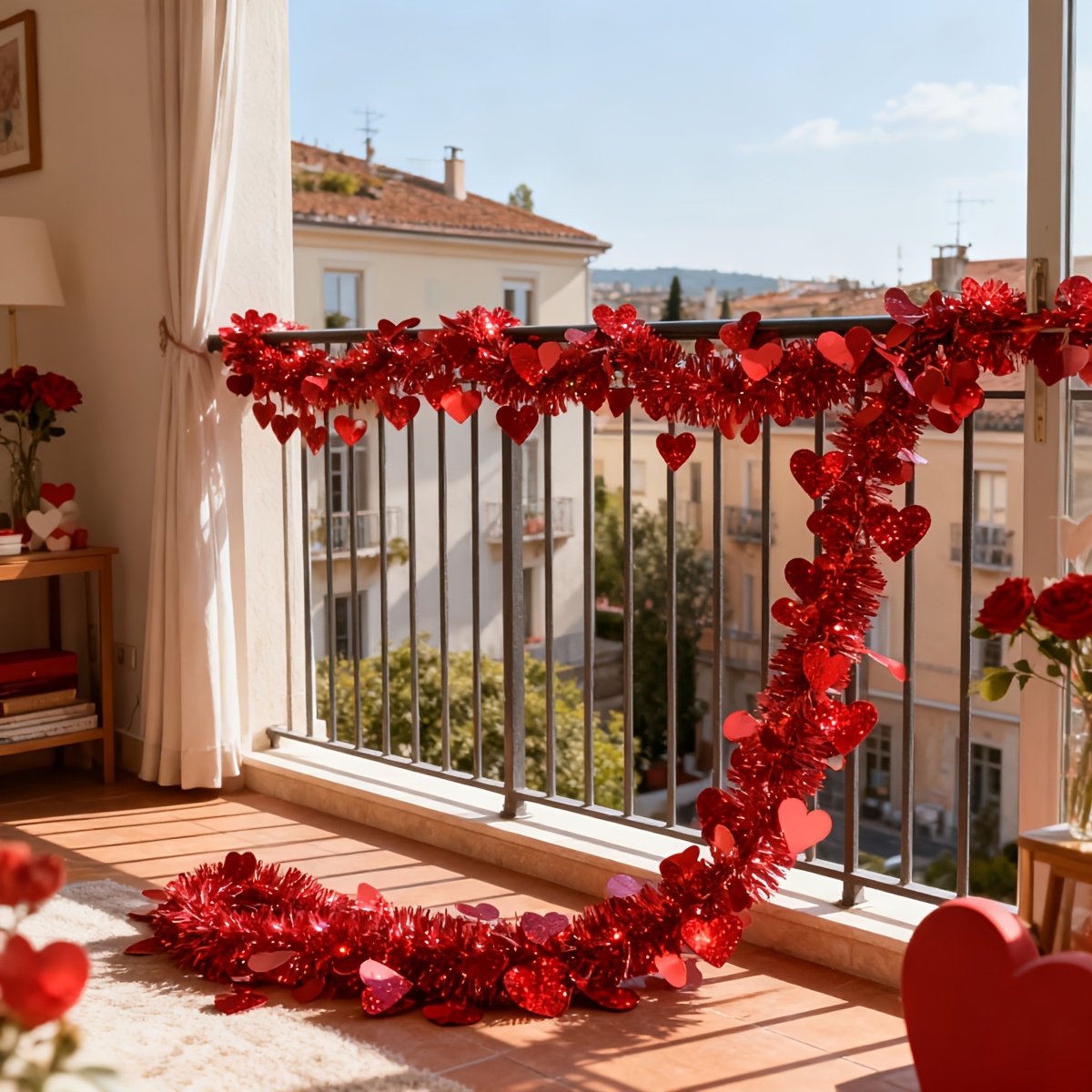 3pcs Red Heart Plastic Tinsel  – Tinsel Garland Decoration recenzja i cena