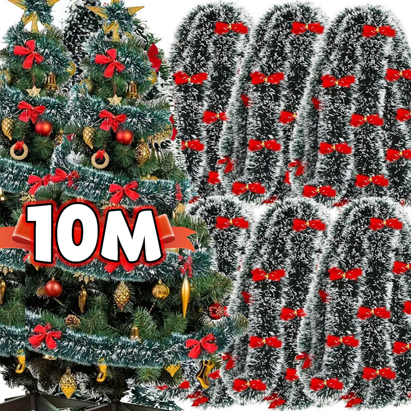 Christmas Bow Tinsel Ribbons G – Tinsel Garland Decoration recenzja i cena