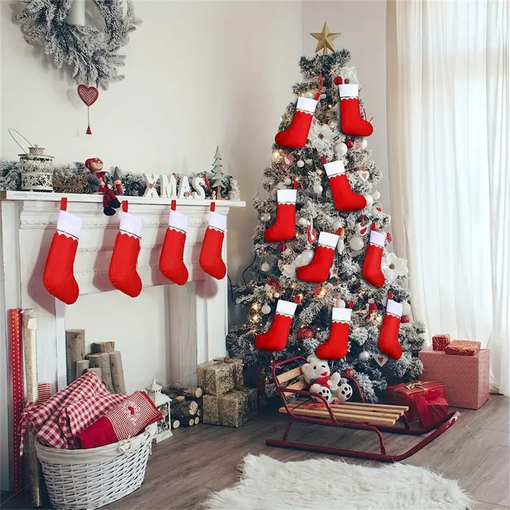12pcs Red Felt Christmas Stock – Christmas Stocking Hanging recenzja i cena