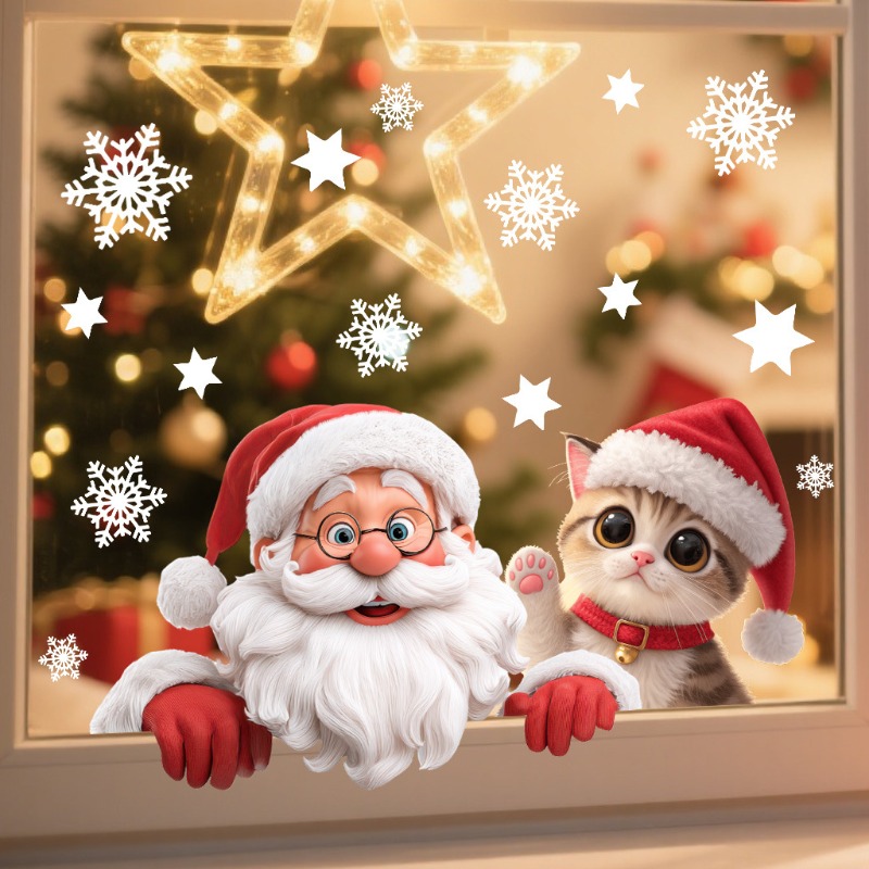 Kitten Santa Claus Window Stic – Snowflake Window Decal recenzja i cena