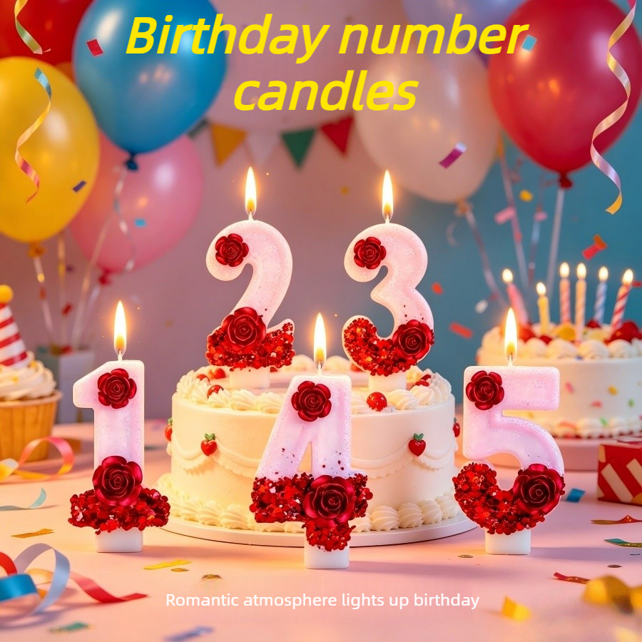 Number Pink Glitter Red Rose F – Holiday Candle Set recenzja i cena