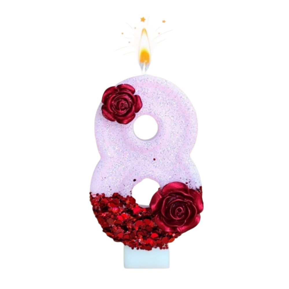 Number Pink Glitter Red Rose F – Holiday Candle Set recenzja i cena